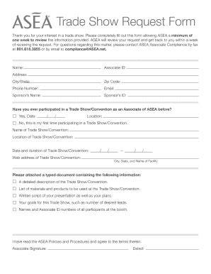 trade show request form template