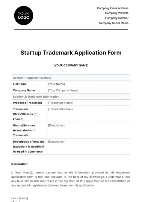 Trademark Logo Application Template