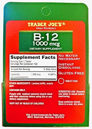 Trader Joe's B6 Folic Acid B12. Trader Joe's Under The Tongue B6