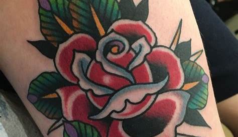 Traditional rose tattoo | Traditional rose tattoos, Rose tattoos