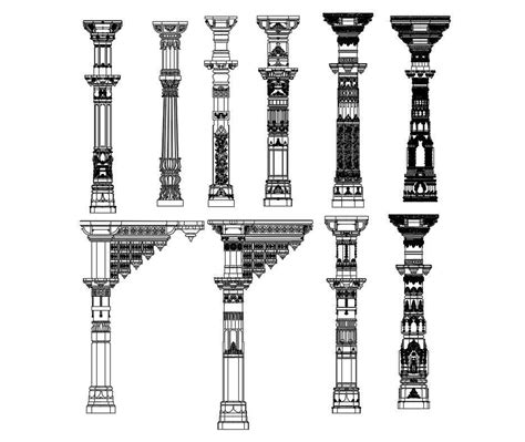 traditional column cad block