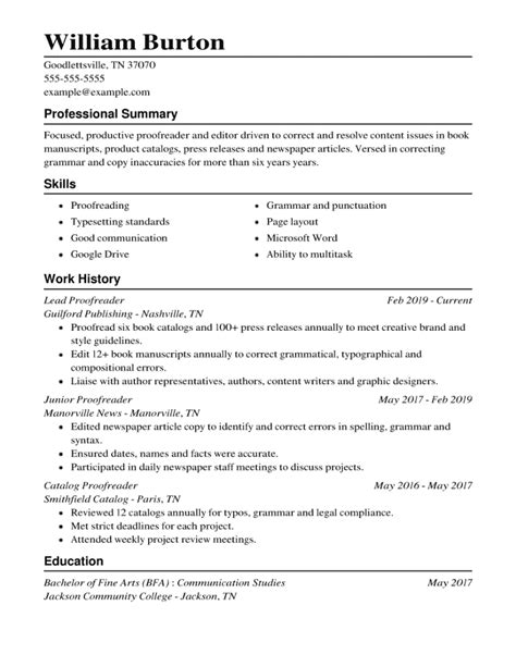 Traditional Resume Examples Printable