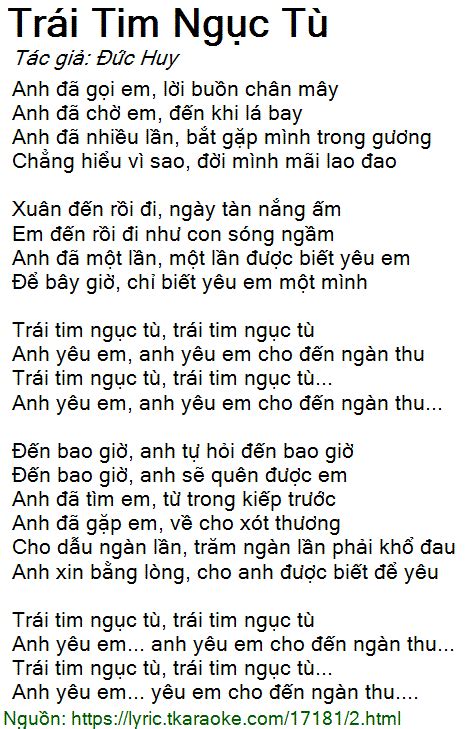 trai tim nguc tu lyrics