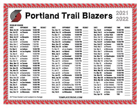 trail blazers schedule 2021