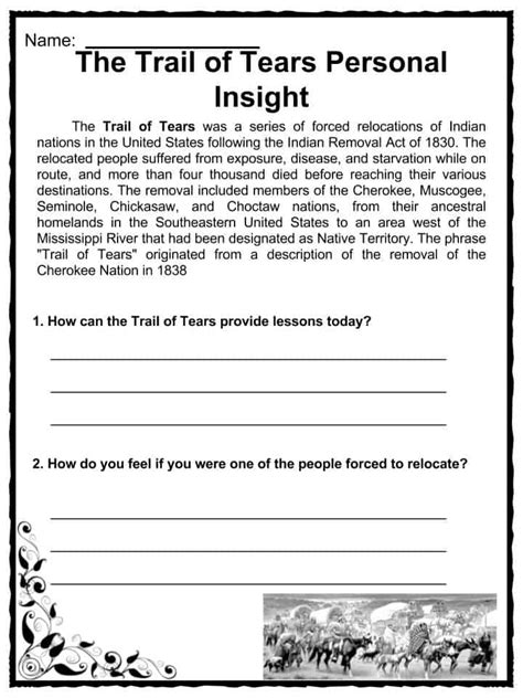 trail of tears worksheet 8th grade