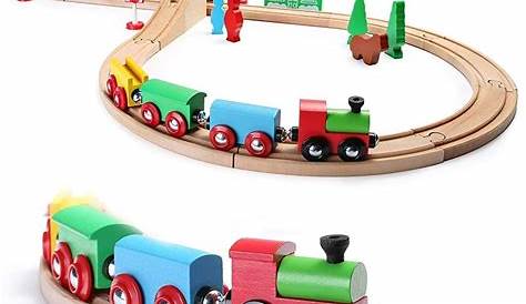 Train en Bois Jouet Circuit Voiture Enfant 82 Pcs Maquette