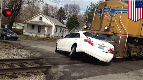 train crash into police car