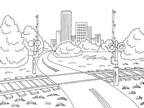 Train Crossing Coloring Page