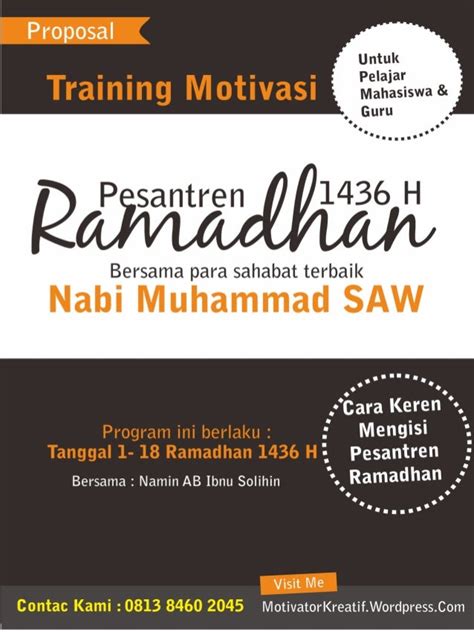 Proposal Training Motivasi pesantren ramadhan 2015