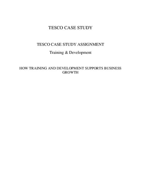 Training And Development Case Study On Tesco