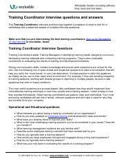 training coordinator interview questions