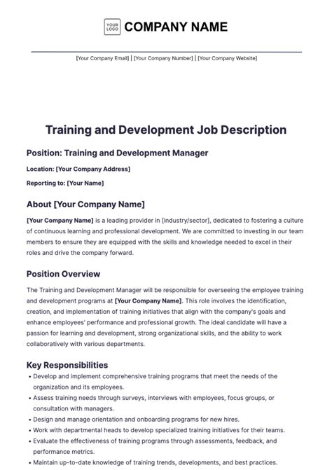 Training Job Description