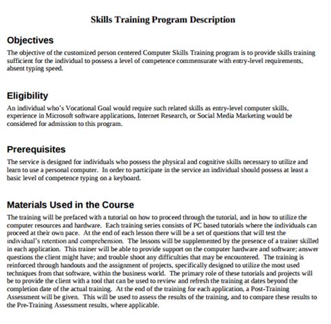 training program examples