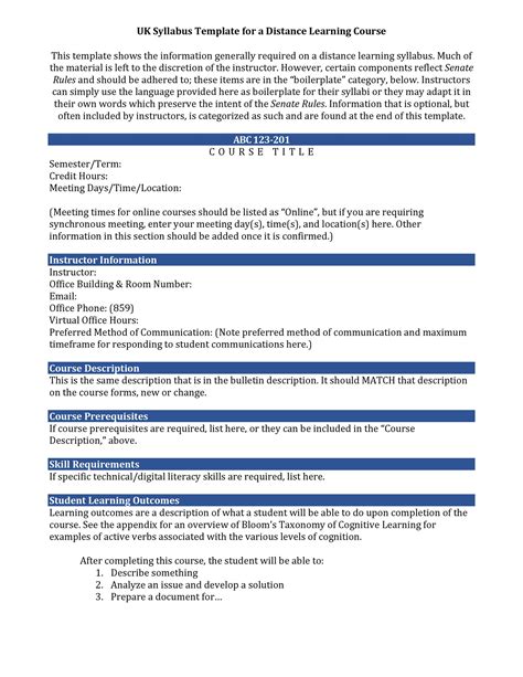 training syllabus examples