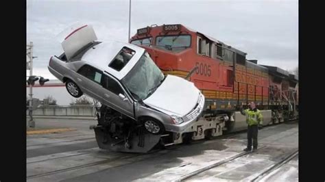 trains hitting cars and trucks