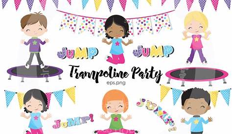 Trampoline Party Clipart Happy Teens Jumping On Friends Cheering Young