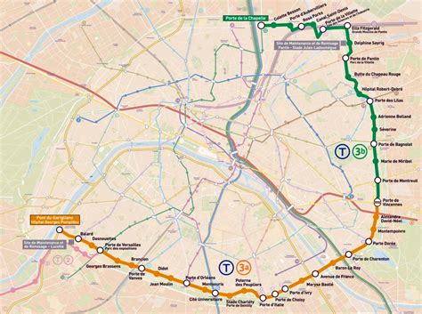 Plan et carte du tramway de Paris stations et lignes