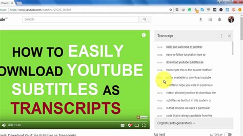 transcribe a youtube transcript