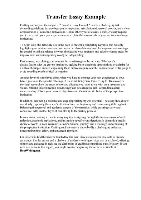 Transfer Essay Examples Reddit