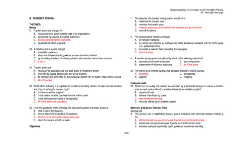 Transfer Pricing Exam Questions And Answers