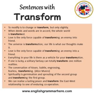 transform in a sentence science
