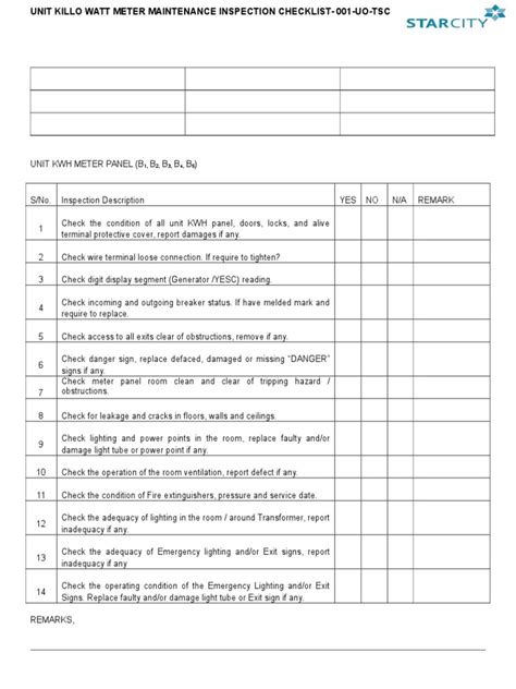 transformer maintenance checklist pdf