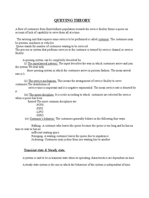 transient and steady state in queuing theory
