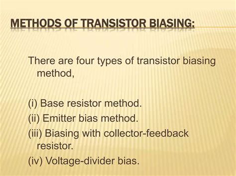 Transistor Biasing Methods Slideshare