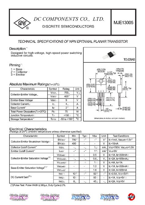Transistor Mje13005 Datasheet