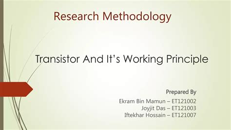 Transistor Working Principle Ppt