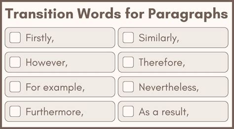 transition words to move to the next paragraph