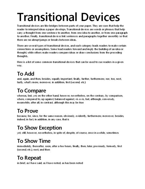 transitional devices examples with answers