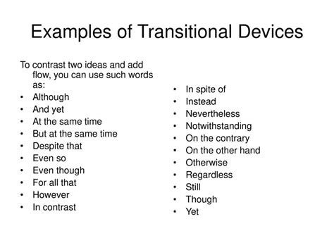 Transitional Devices For Examples