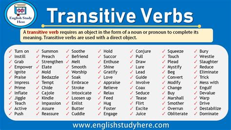 transitive verb examples list
