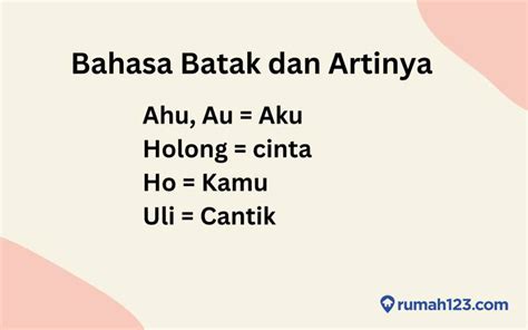 Bahasa Batak Dan Artinya Bahasa Indonesia