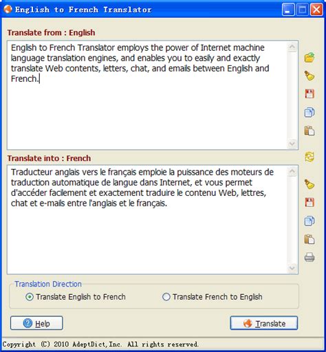 translate french to english in context online