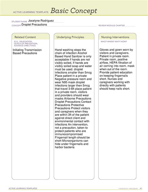 Transmission Based Precautions Basic Concept Template