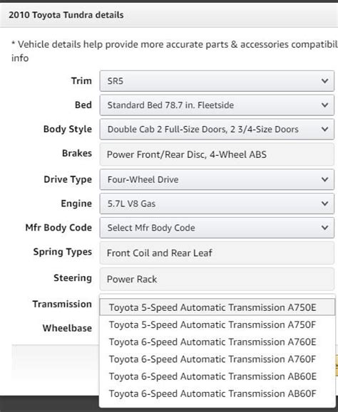 Transmission Mfr Code