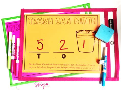 Trash Can Math Game Template