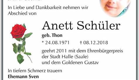 Traueranzeigen von Anett Schüler | www.abschied-nehmen.de