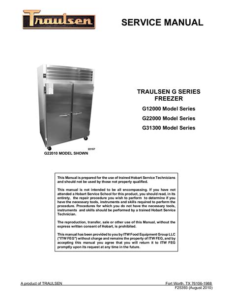 traulsen g22010 parts list manual