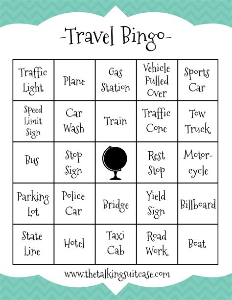 Travel Bingo Game Printable