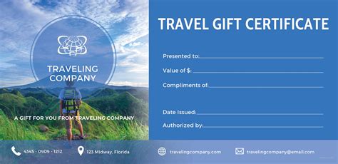 Printable Gift Certificate For Travel 10+ Printable Travel Gift