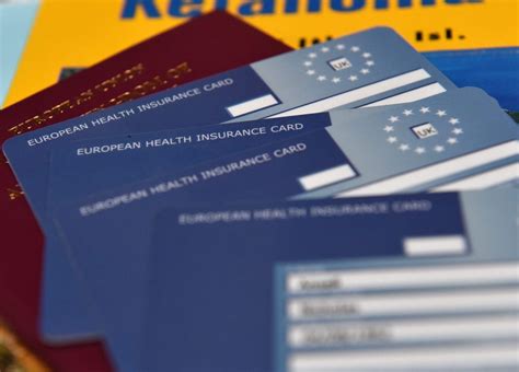 EHIC European Health Insurance Card travel insurance and passport Stock