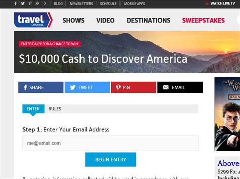 travel channel sweepstakes form