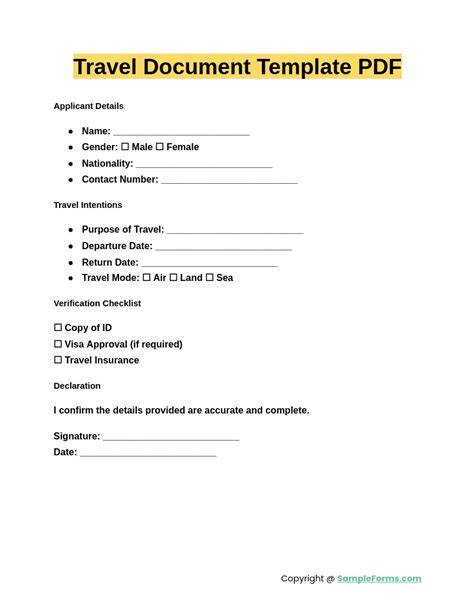 Travel Document Form For Tps