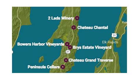 Traverse City Old Mission Peninsula Wine Trail Map Sips