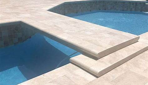 Pearl Limestone Grey Pool Coping Drop Down Travertine Tiles