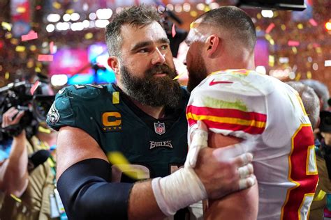 travis and jason kelce after super bowl