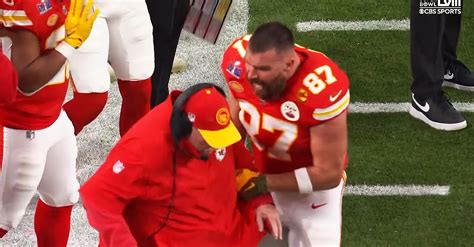 travis kelce shoving coach reid